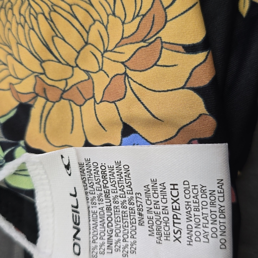 O'Neill Black and Yellow Floral Swimsuit Xs Nwt - Picture 6 of 6